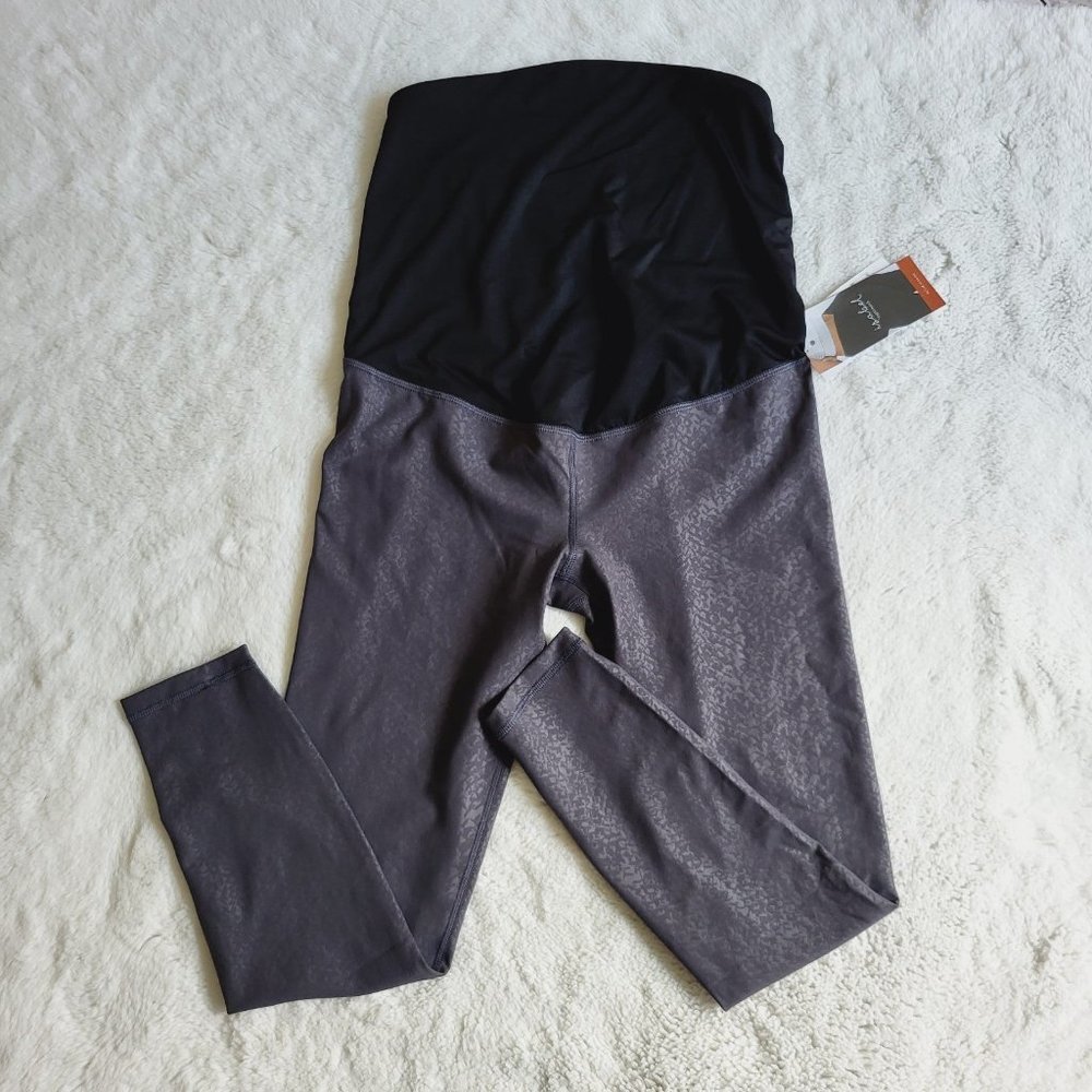 Isabel Maternity by Ingrid & Isabel Two-Tone Black and Gray Maternity Leggings